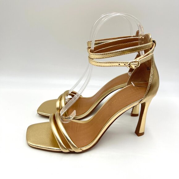 Chinese Laundry Womens Size 8 Gold Vegan Leather Dress‎ Sandals Heels Shoes - Picture 6 of 15